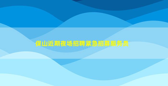 保山近期夜场招聘紧急招募服务员